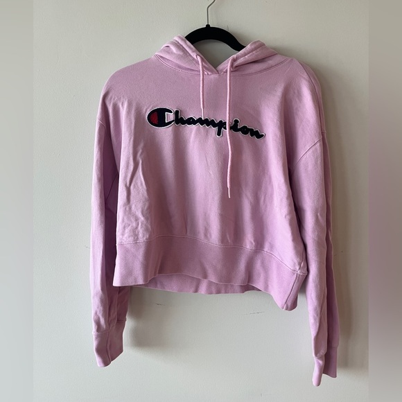 Champion Sweaters - CHAMPION - Cropped Pink Sweater, Size Large